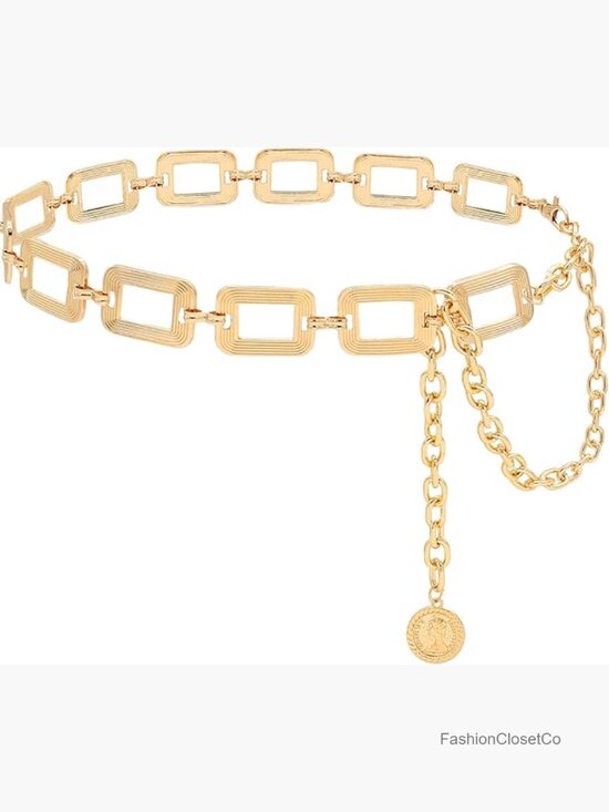 Chunky Link Metal Waist Belt Chain Belt with Lobster Clasp
